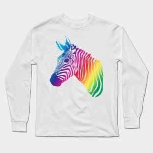 Rainbow Zebra Profile Long Sleeve T-Shirt